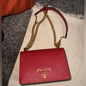 Prada Saffiano Leather Mini Bag Red